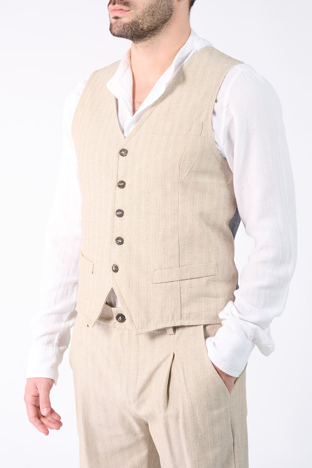 Men's Pinstripe Vest uomo Barone firenze - 1