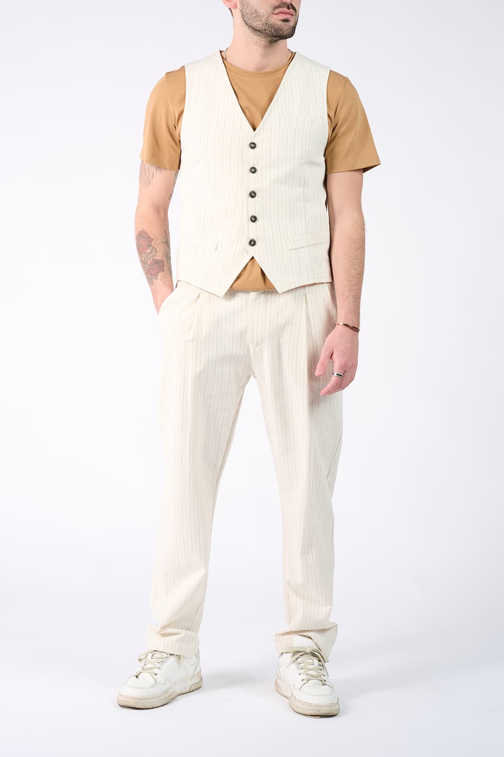 Men's Pinstripe Vest uomo Barone firenze - 4