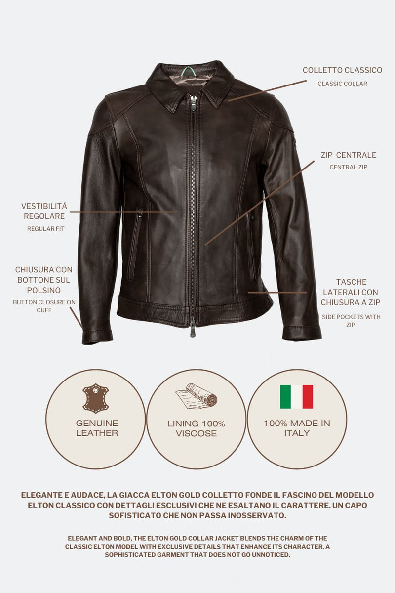 Elton Gold Collar Dark Brown man Barone firenze - 5