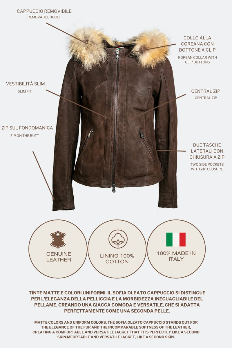 Sofia Oleato with Hood Fur Dark Brown donna Barone firenze - 7