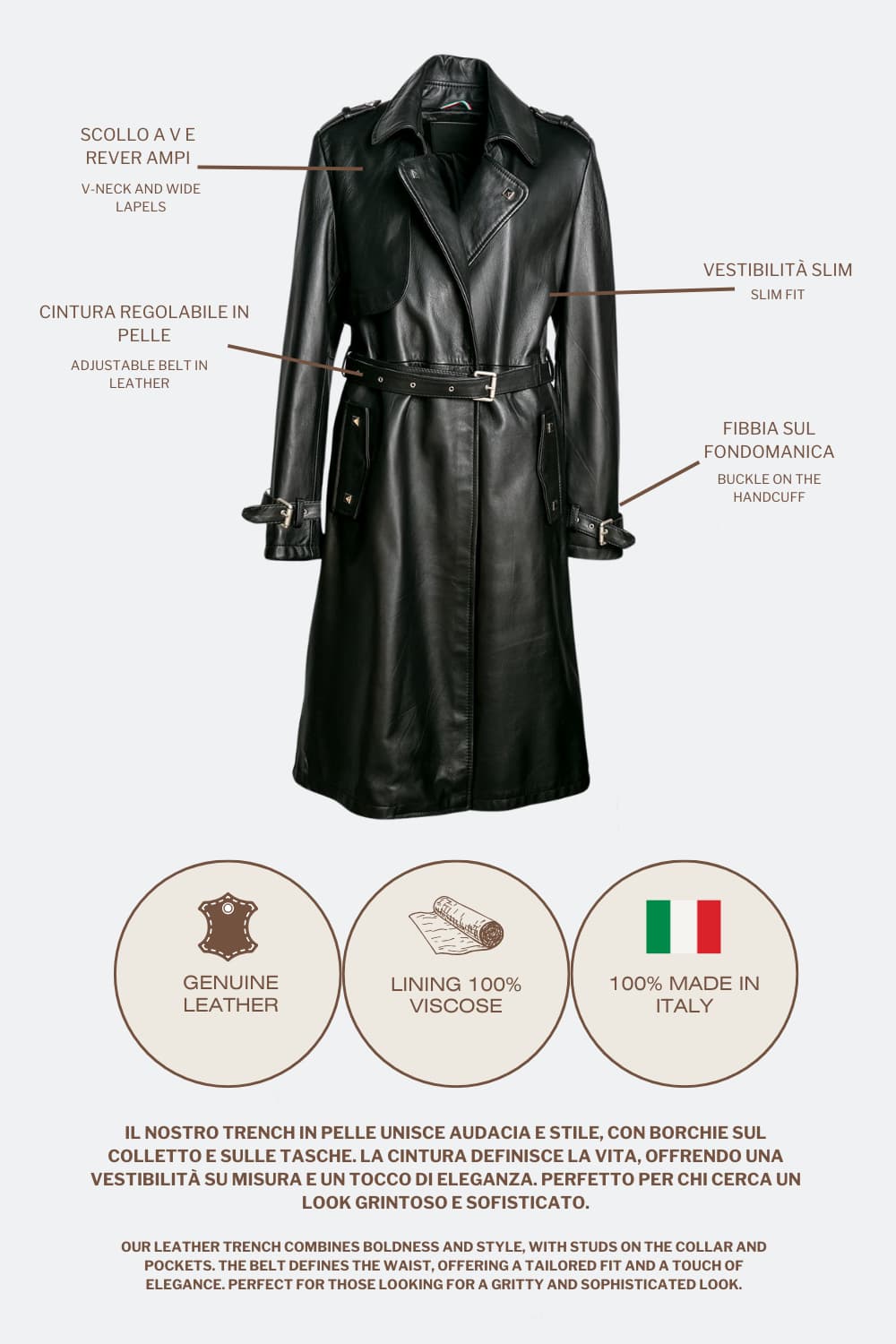 Studded trench coat donna Barone firenze - 6