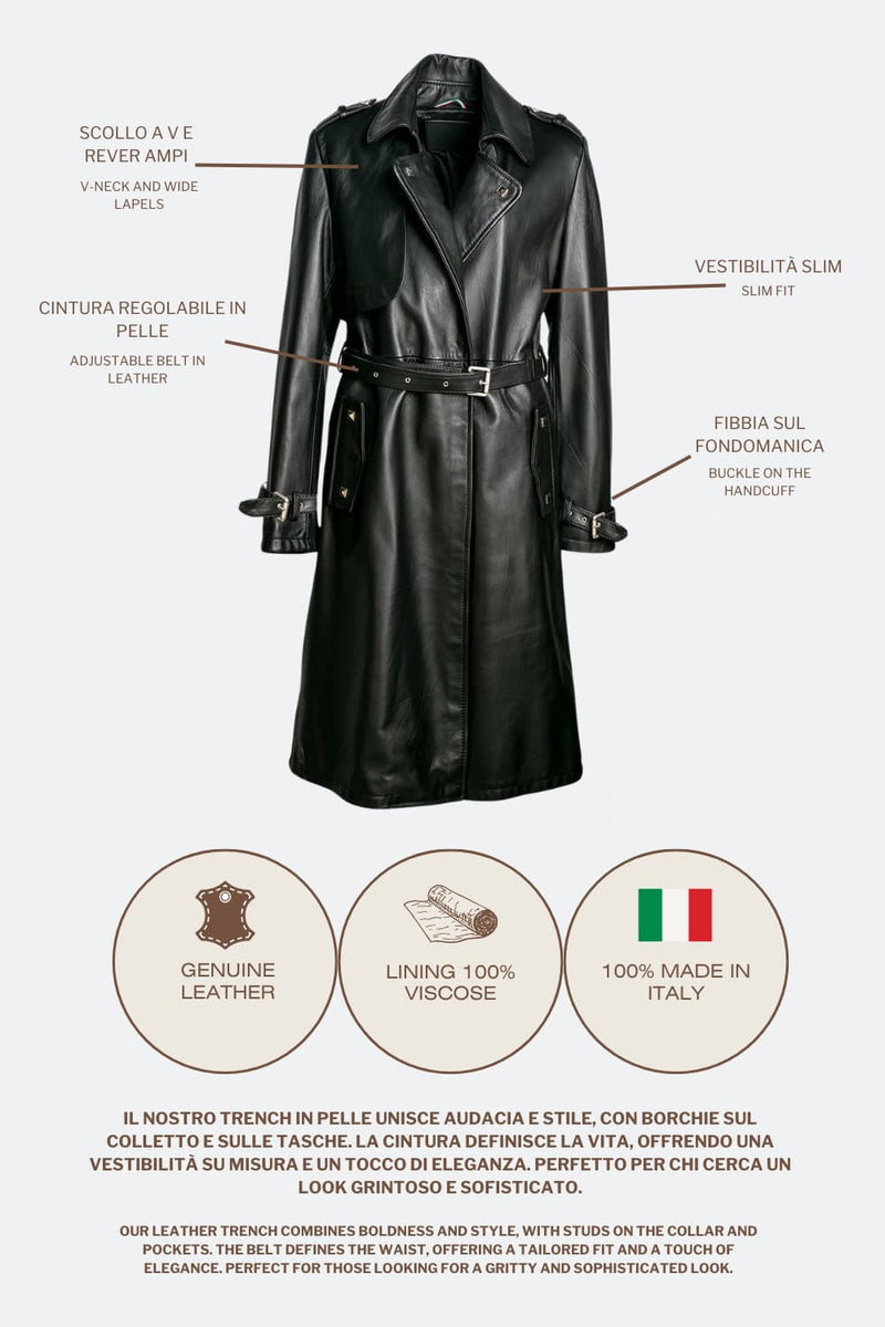 Studded trench coat donna Barone firenze - 6