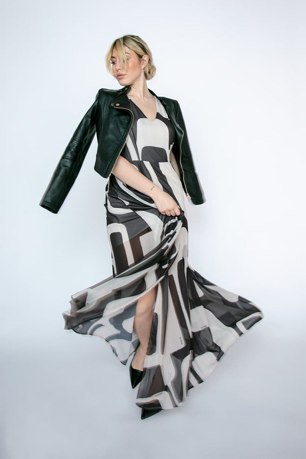 Long Dress With Slit Black donna Barone firenze