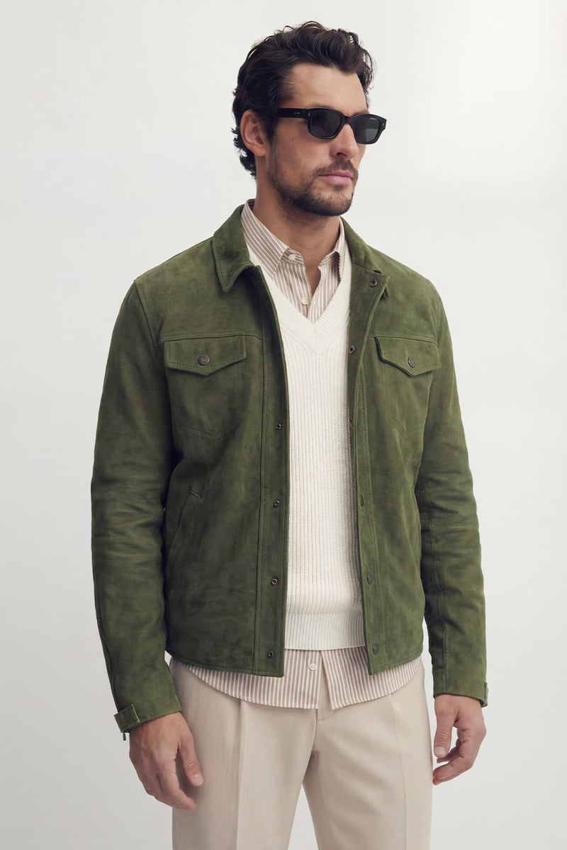 Ale Green Suede Men’s Jacket unisex Barone firenze - 1