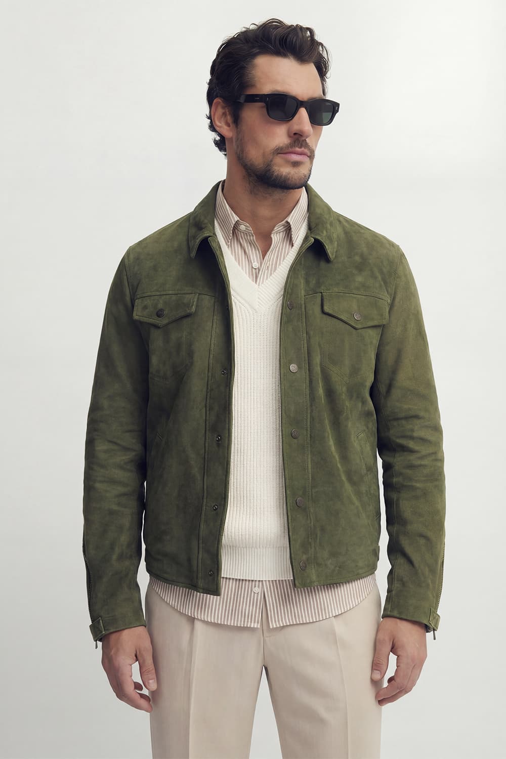 Ale Green Suede Men’s Jacket unisex Barone firenze - 3