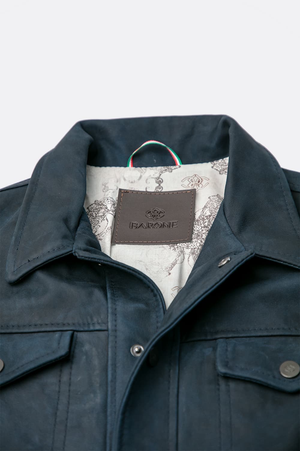 Ale Blue Suede Jacket Men's unisex Barone firenze - 5