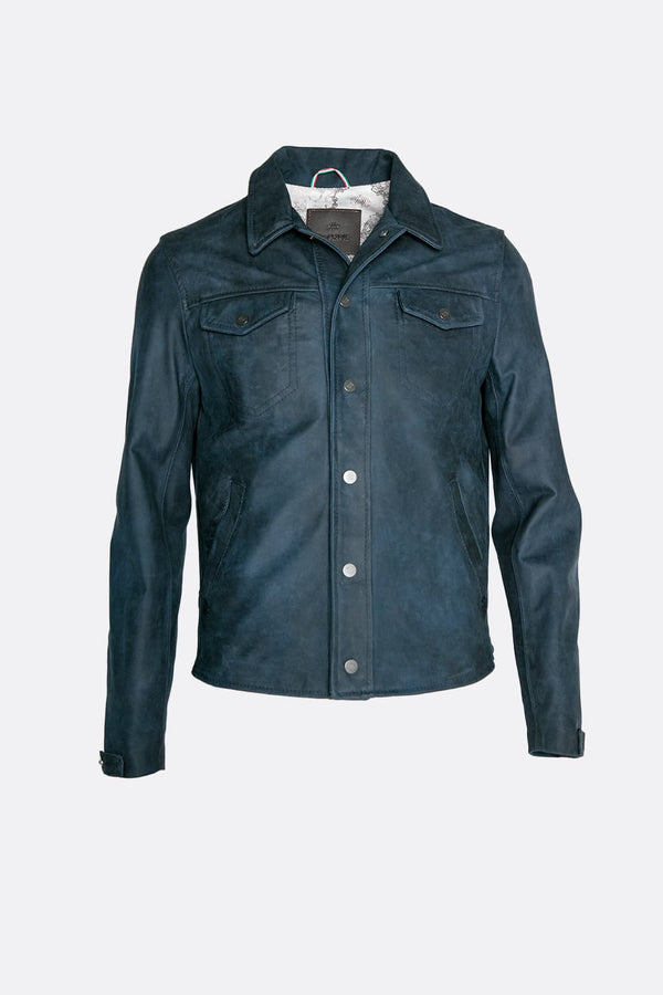 Ale Blue Suede Jacket Men's unisex Barone firenze