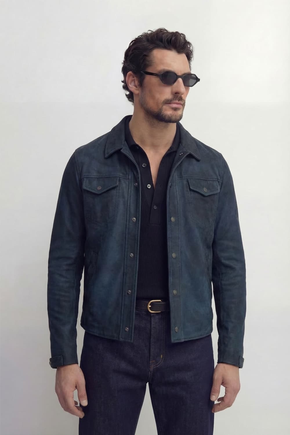Ale Blue Suede Jacket Men's unisex Barone firenze - 1