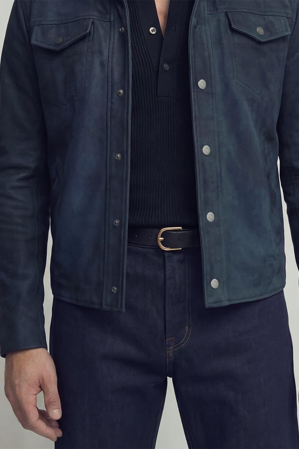 Ale Blue Suede Jacket Men's unisex Barone firenze - 6