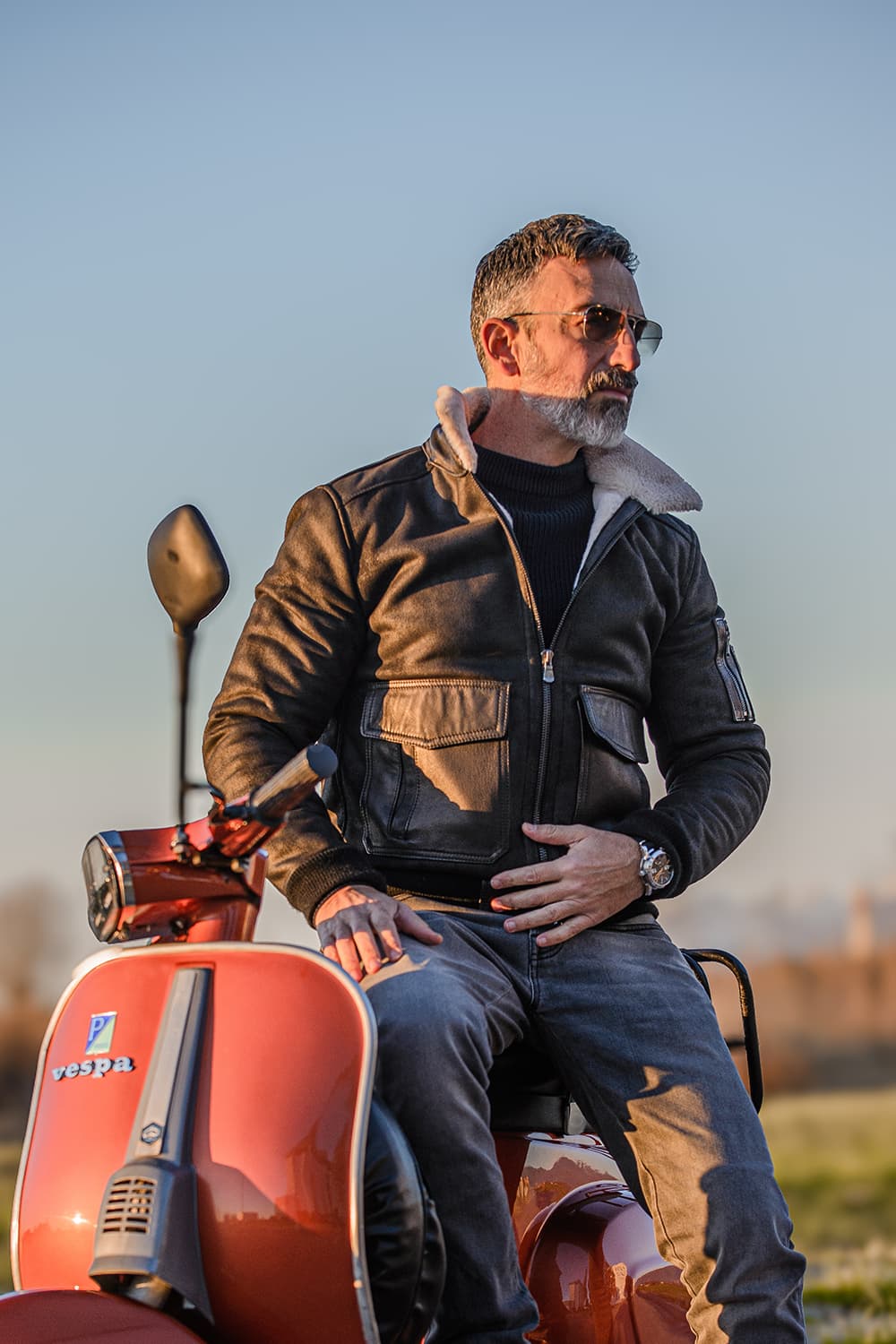 Aviator Shearling Style Black uomo Barone firenze - 10