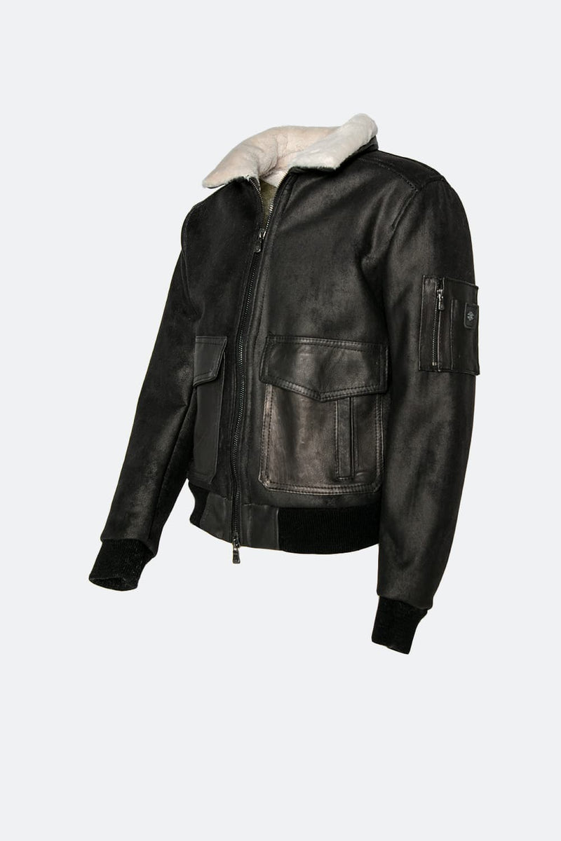 Aviator Shearling Style Black uomo Barone firenze - 5