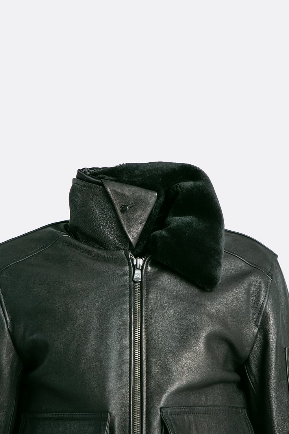 Aviator Black Leather Jacket uomo Barone firenze - 12