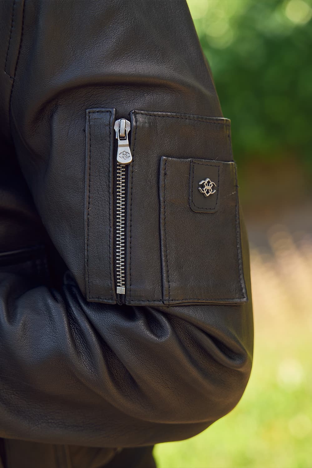 Aviator Black Leather Jacket uomo Barone firenze - 11