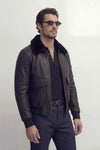Aviator Black Leather Jacket uomo Barone firenze - 5