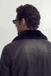Aviator Black Leather Jacket uomo Barone firenze - 14