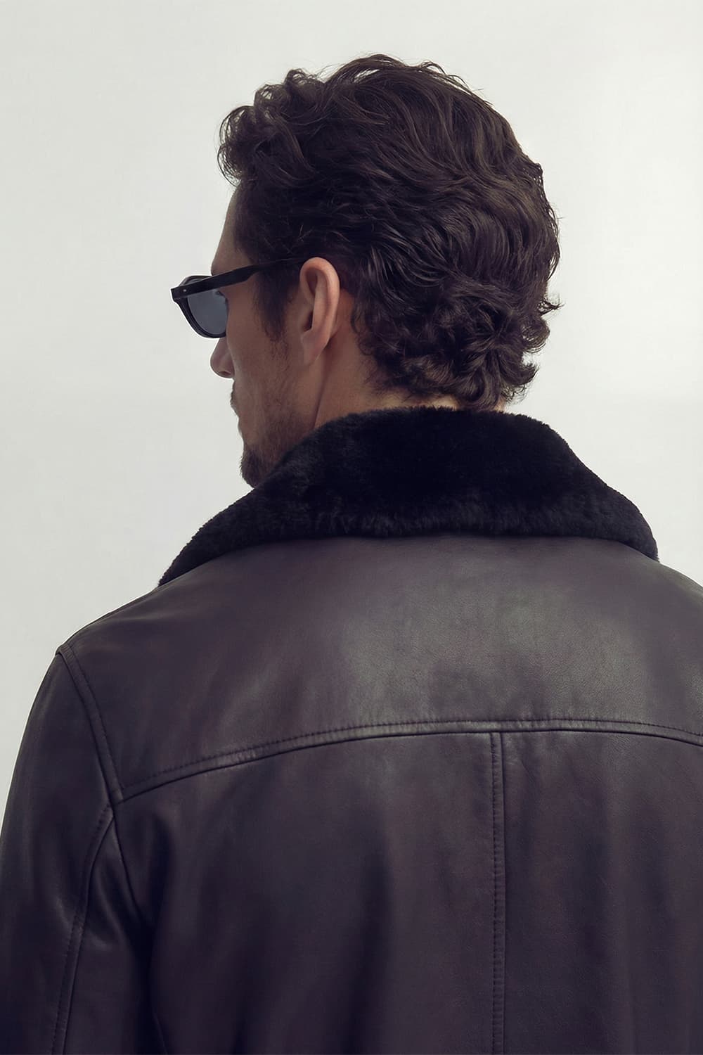 Aviator Black Leather Jacket uomo Barone firenze - 14