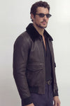 Aviator Black Leather Jacket uomo Barone firenze - 6