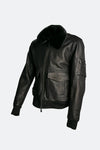 Aviator Black Leather Jacket uomo Barone firenze - 7