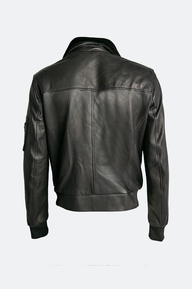 Aviator Black Leather Jacket uomo Barone firenze - 13