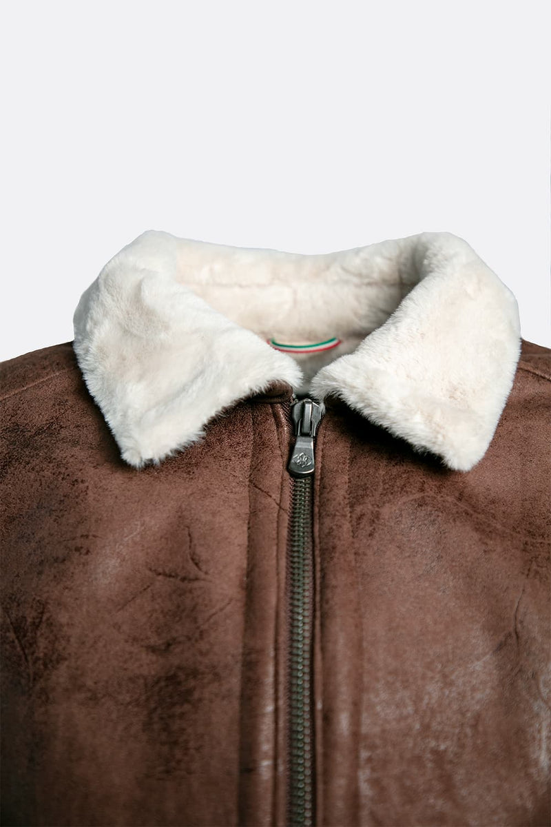 Aviator Shearling Style Dark Brown uomo Barone firenze - 9