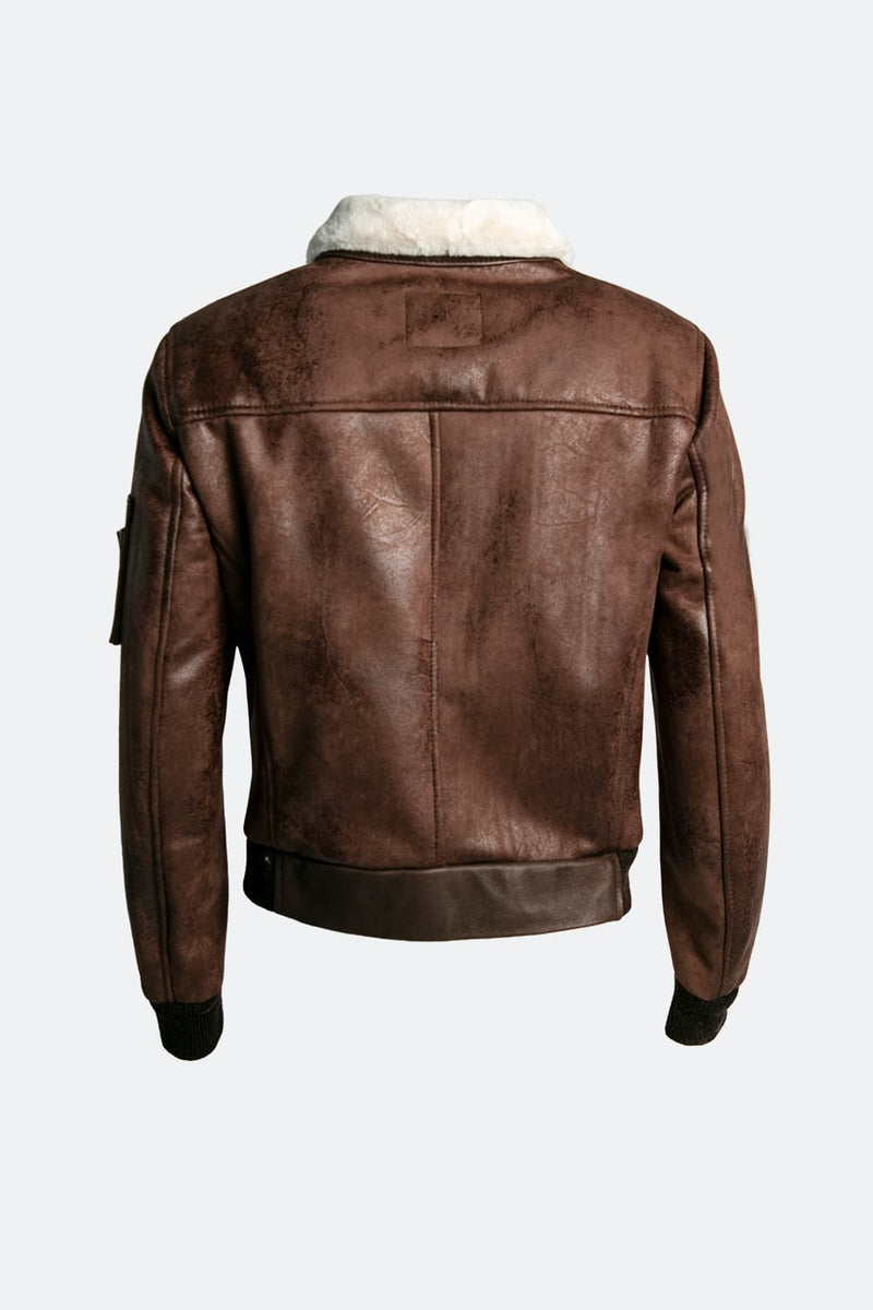 Aviator Shearling Style Dark Brown uomo Barone firenze - 13