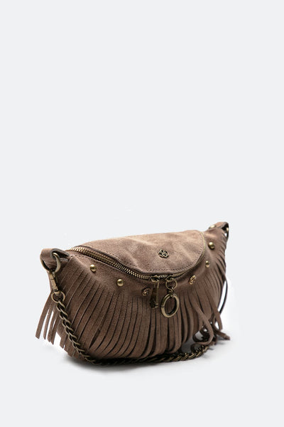 Bea Studded Suede Pouch Taupe