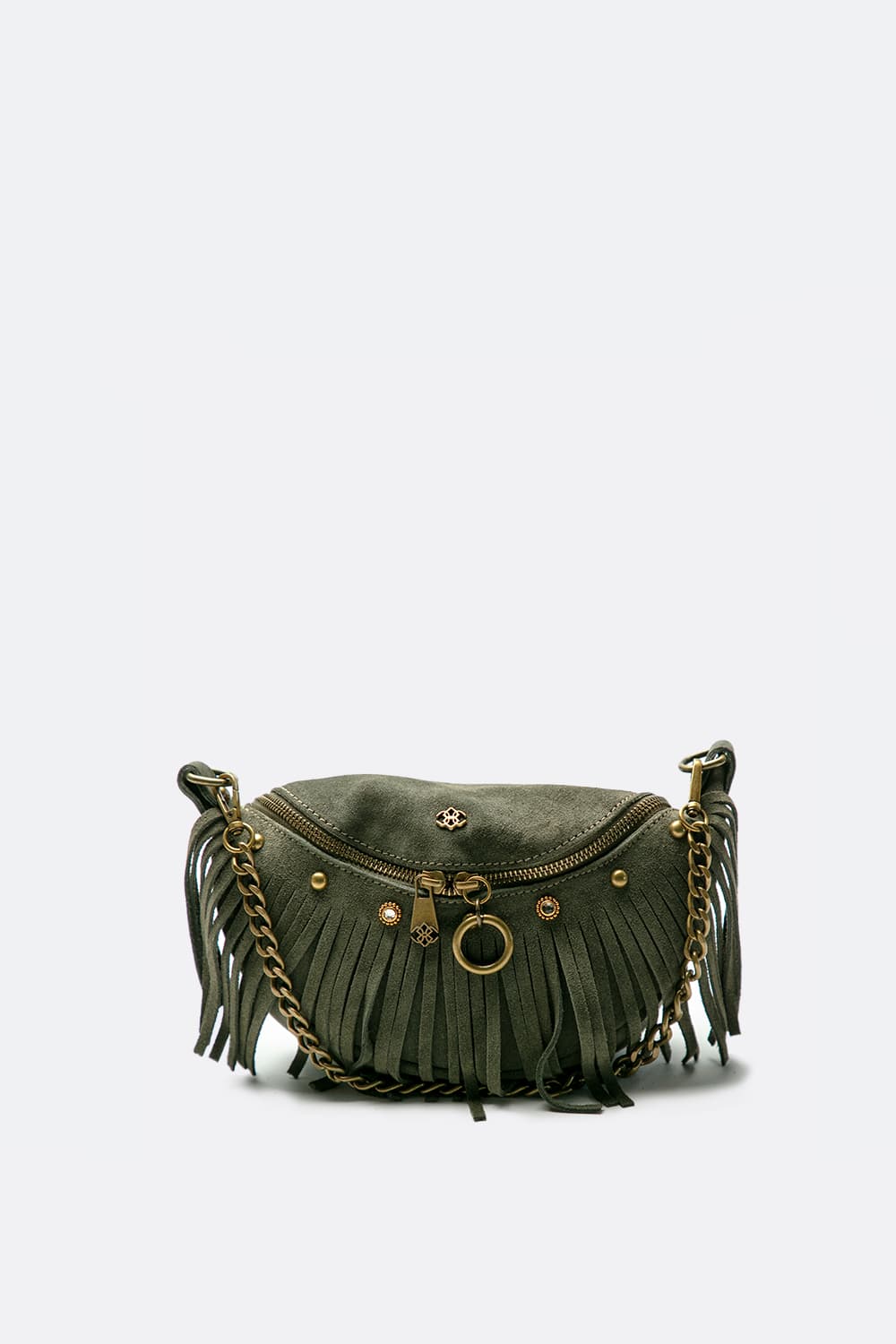 Bea Studded Suede Pouch Green woman Barone firenze - 1