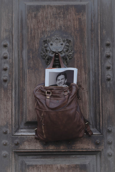 Dark Brown Bolgheri Leather Backpack