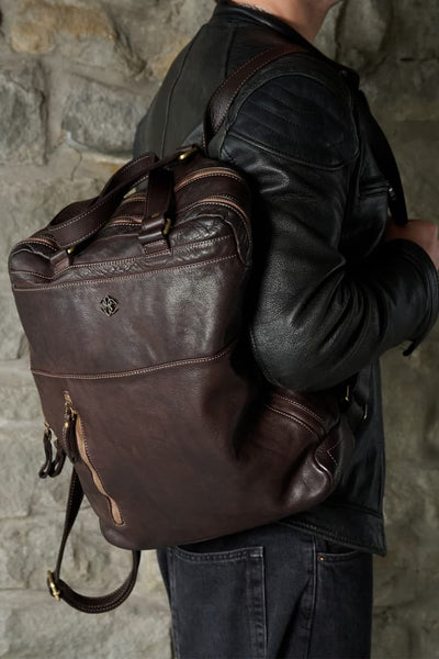 Dark Brown Bolgheri Leather Backpack