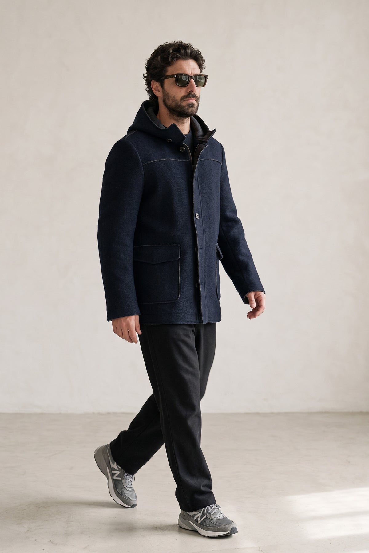 Cappotto Classico Uomo Lana con Cappuccio man Barone firenze - 3