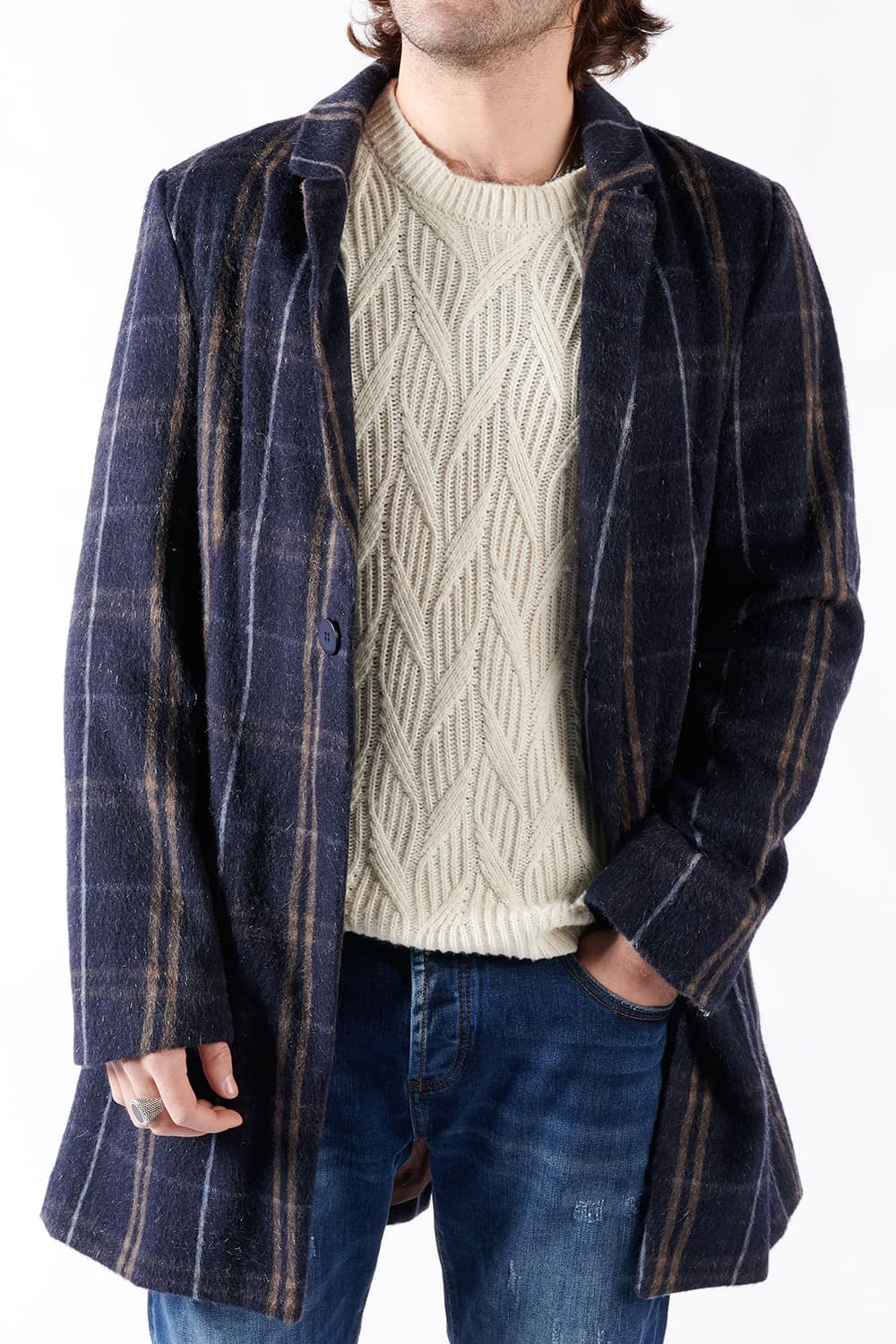 Men's Mixed Cashmere Classic Coat uomo Barone firenze - 4