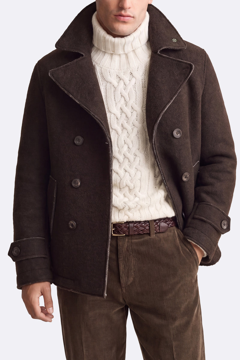 Men's Mixed Wool Double Breasted Coat man Barone firenze - 1