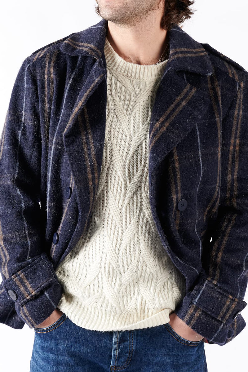 Men's Double Breasted Mixed Cashmere Coat uomo Barone firenze - 3