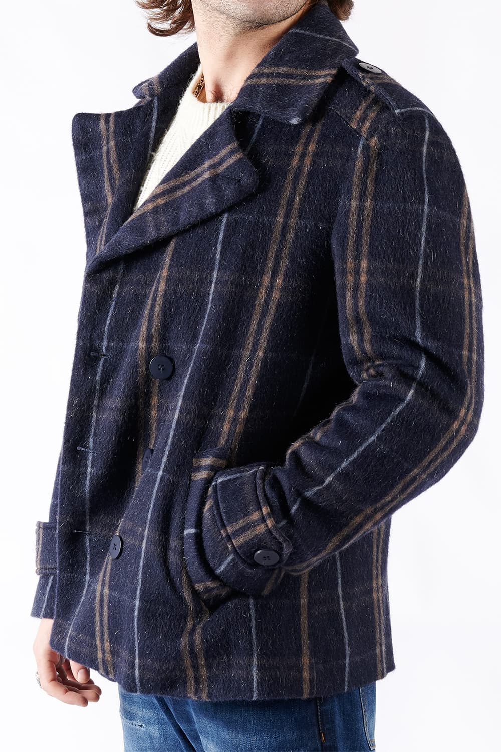 Men's Double Breasted Mixed Cashmere Coat uomo Barone firenze - 1