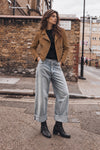 Women's Bis Suede Biker Jacket Cognac woman Barone firenze - 2
