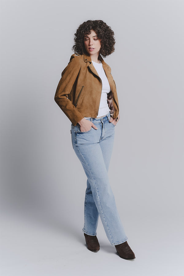 Women's Bis Suede Cognac Jacket woman Barone firenze