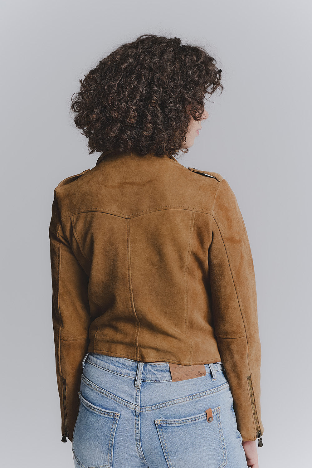 Women's Bis Suede Cognac Jacket woman Barone firenze - 2