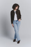 Women's Suede Biker Jacket Dark Brown woman Barone firenze - 2
