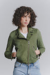 Women's Nail Biker Jacket Green Suede woman Barone firenze - 1