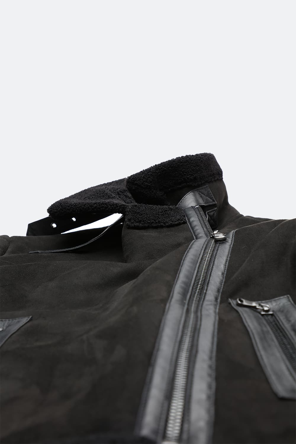 Chiodo Shearling Style Black unisex Barone firenze - 7