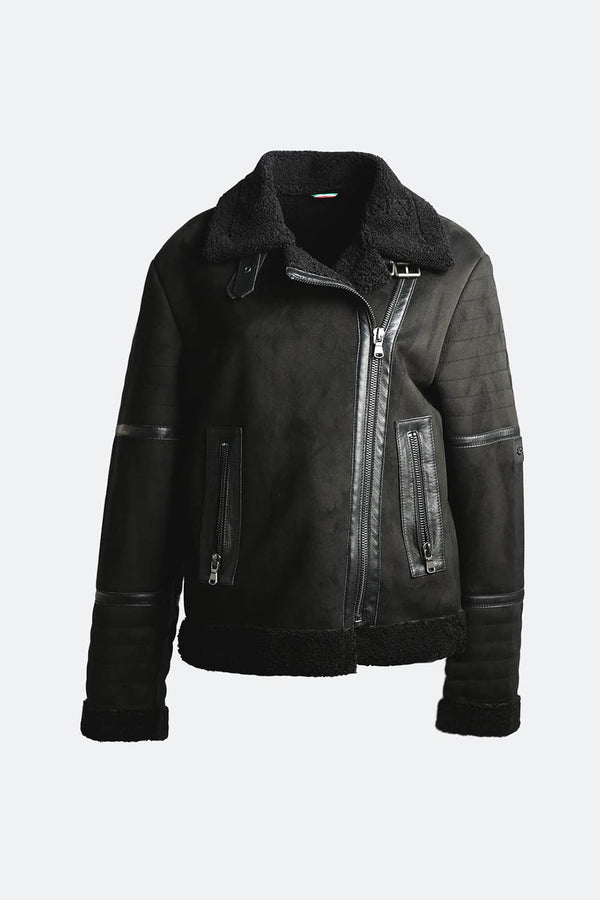 Chiodo Shearling Style Black unisex Barone firenze