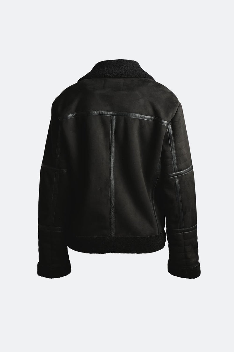 Chiodo Shearling Style Black unisex Barone firenze - 12