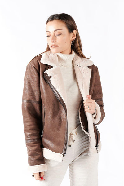 Chiodo Shearling Style Women's Dark Brown