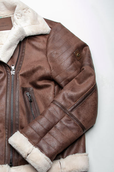 Chiodo Shearling Style Women's Dark Brown