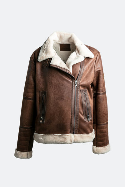 Chiodo Shearling Style Women's Dark Brown