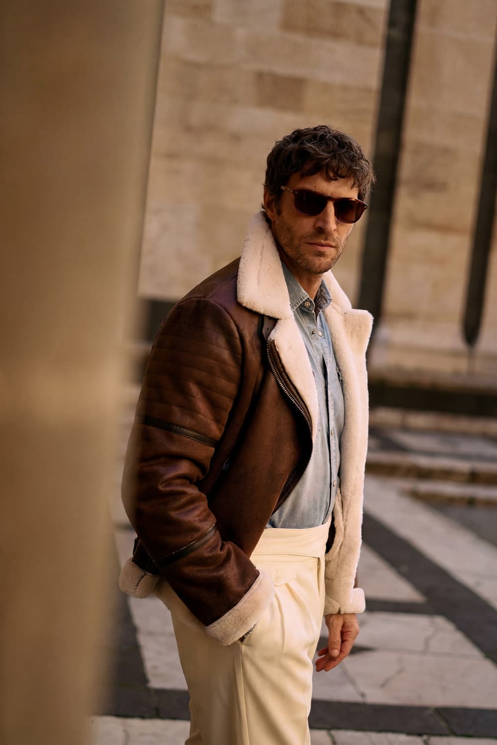 Chiodo Shearling Style Dark Brown unisex Barone firenze - 3