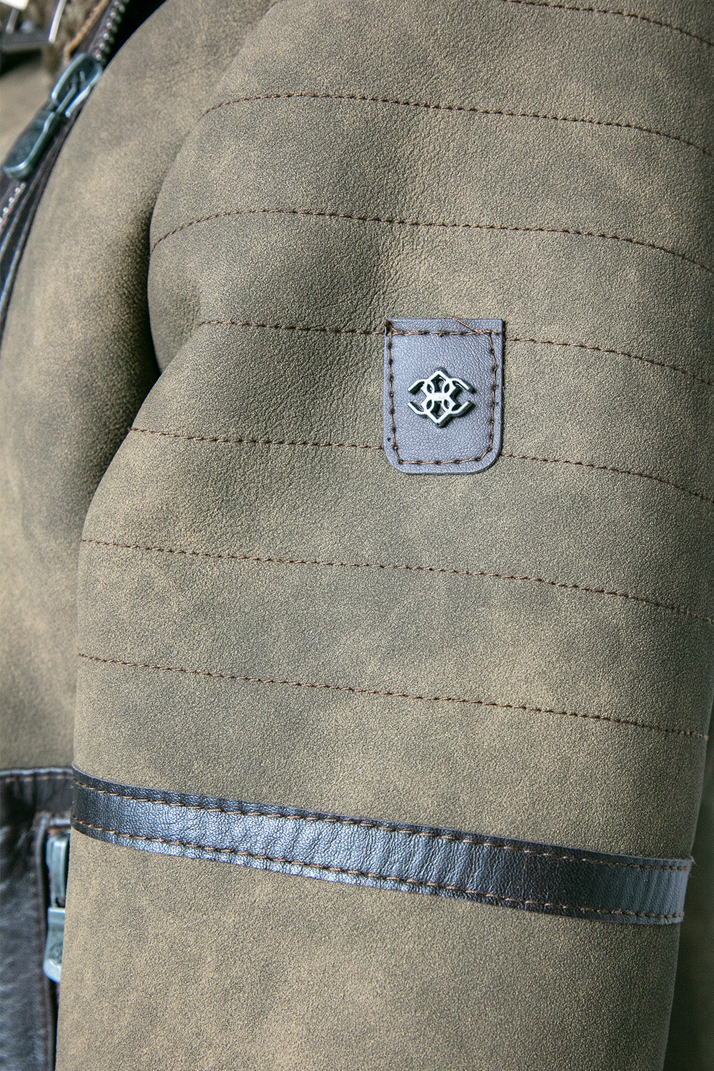 Chiodo Gold Shearling Style Verde man Barone firenze - 6