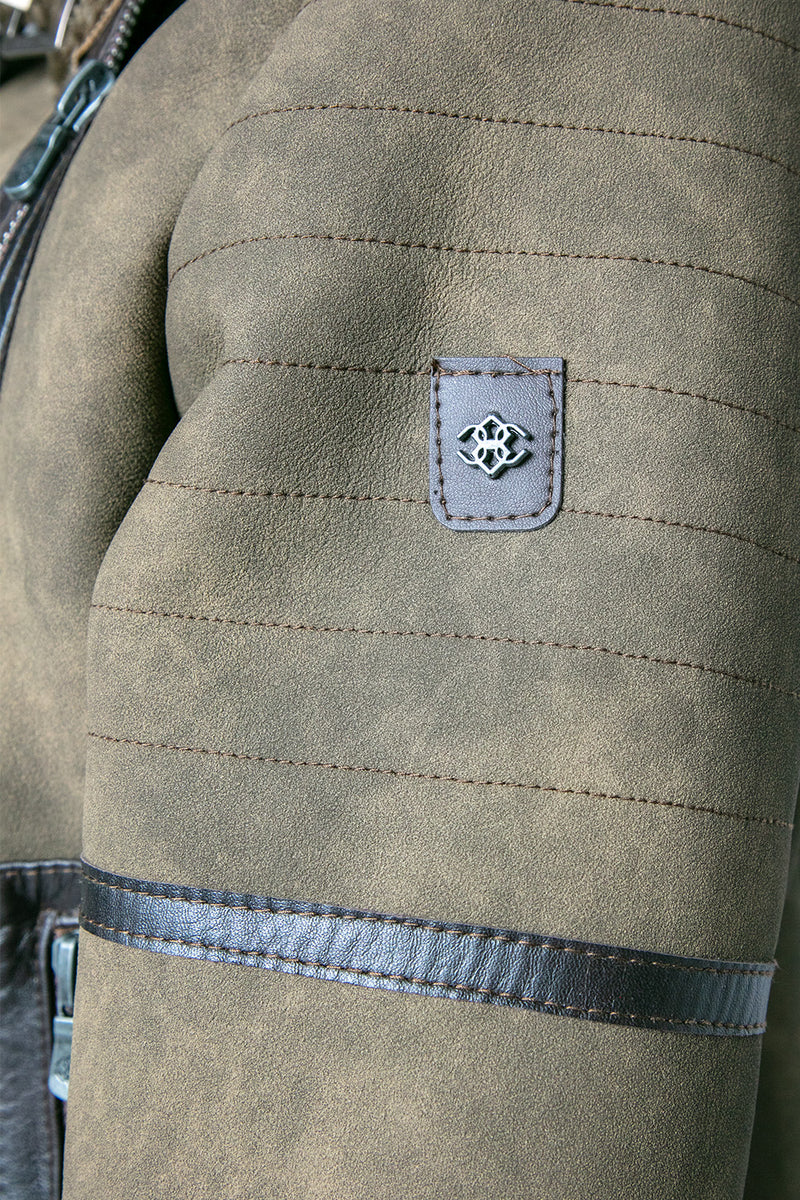 Chiodo Gold Shearling Style Verde man Barone firenze - 6