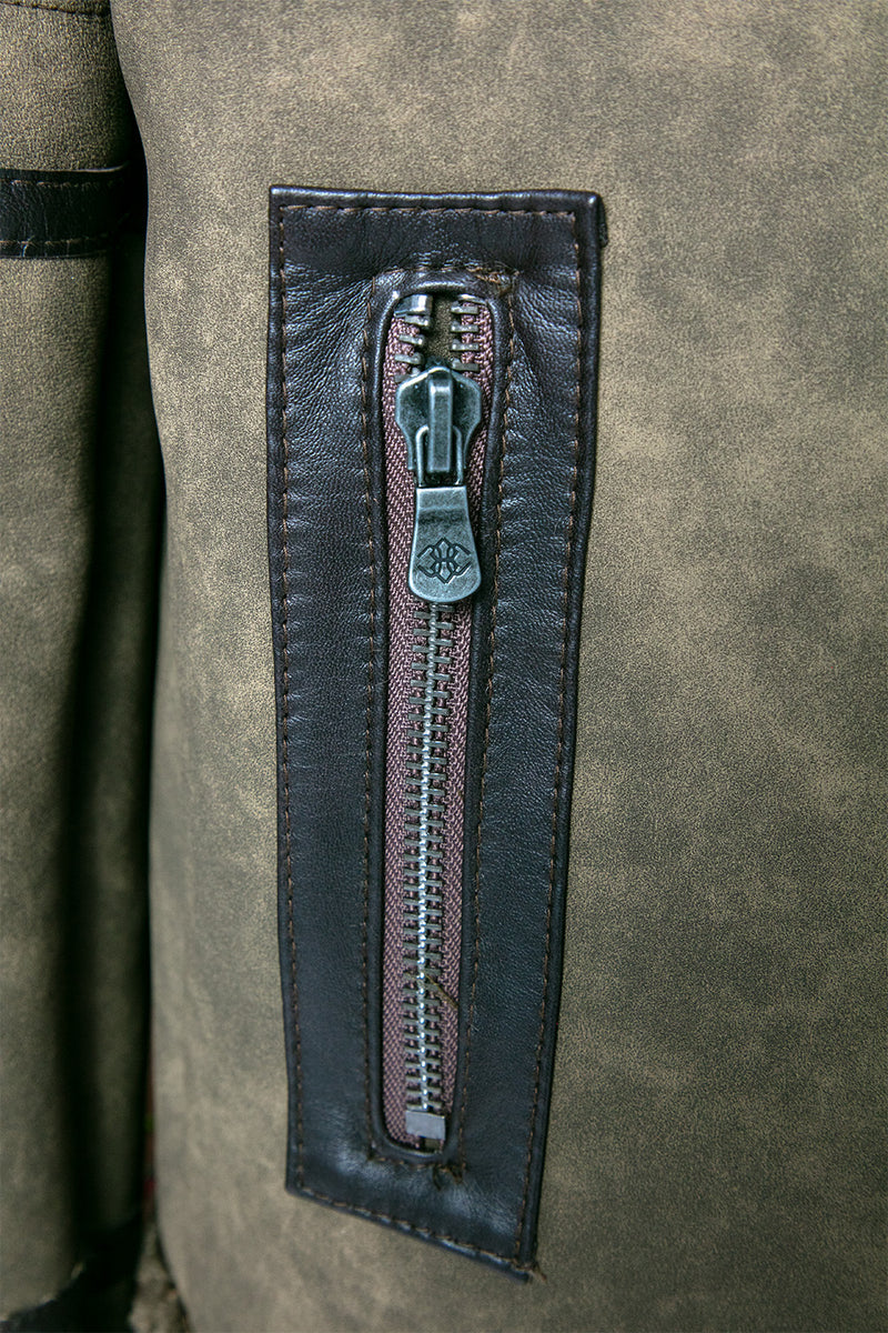 Chiodo Gold Shearling Style Verde man Barone firenze - 5