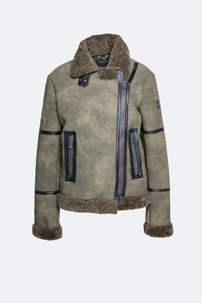 Chiodo Shearling Style Donna Verde